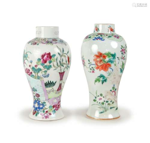 PAIR OF FAMILLE ROSE PATTERNED VASES