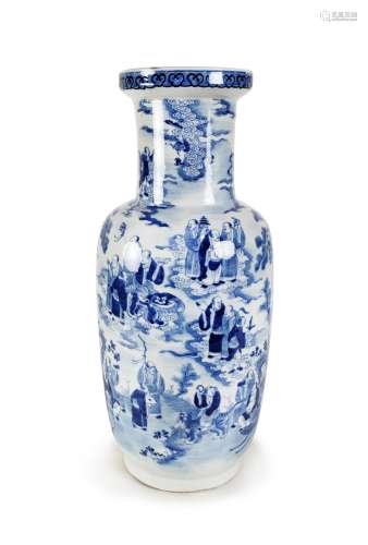 BLUE AND WHITE IMMORTALS VASE