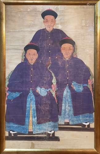 ANCESTOR PORTRAIT OF THREE OFFICIALS