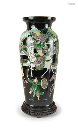 A CHINESE NOIRE GLAZED VASE