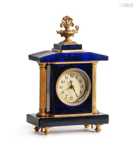 BLUE COBALT GLASS CLOCK W/ BRONZE MOUNTS