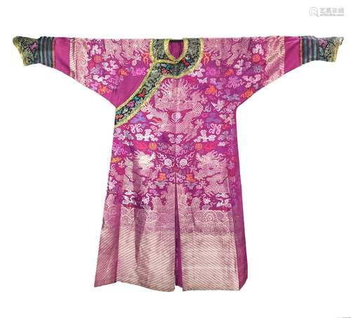 A CHINESE KESI PURPLE-GROUND BROCADE DRAGON ROBE