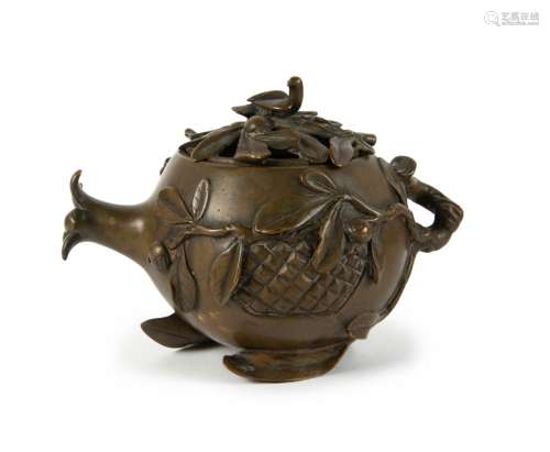 CHINESE BRONZE POMEGRANATE BRAISER