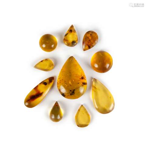 GROUP OF TEN  DOMINICAN AMBER PIECES