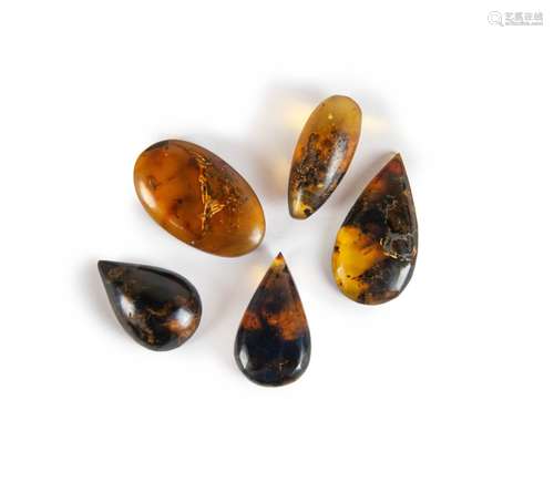 GROUP OF FIVE DOMINICAN BLUE AMBER