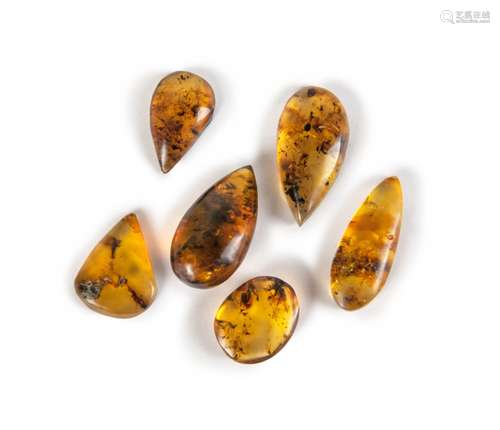 DOMINICAN BLUE AMBER GROUP OF 6