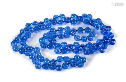 BLUE GLASS BEAD NECKLACE