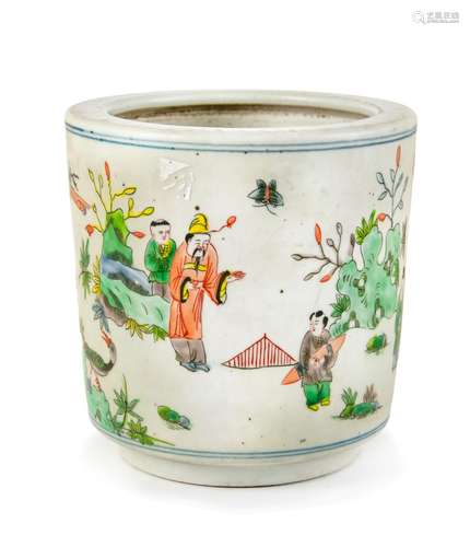 FAMILLE ROSE BRUSH POT