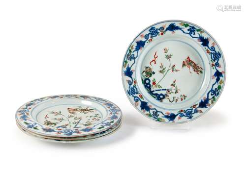 QILIN AND PHOENIX IMARI PLATE SET OF 4