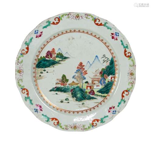 GILDED FAMILLE ROSE EXPORT PLATE