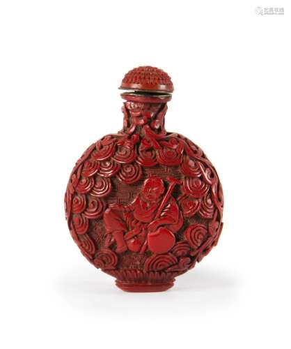 A CHINESE CINNABAR LACQUER SNUFF BOTTLE