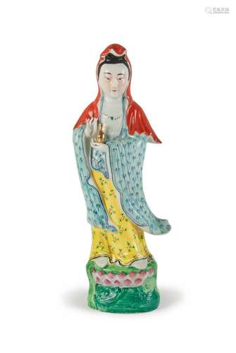 FAMILLE ROSE GUAN YIN FIGURE