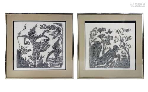 PAIR OF FRAMED RUBBINGS