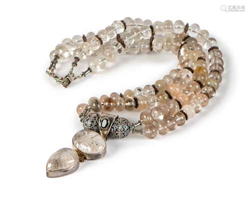 CRYSTAL BEAD AND SILVER NECKLACE