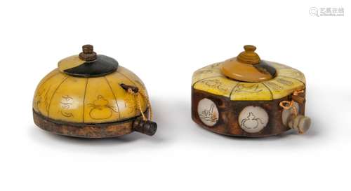 PAIR OF CARVED CHINESE MEDICINE/OPIUM BOXES