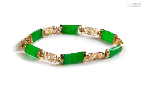 14k GOLD AND JADE BRACELET