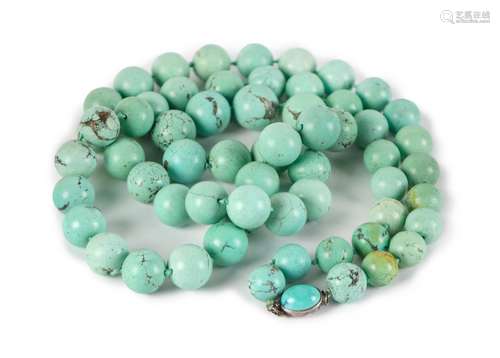 CHINESE TURQUOISE BEADS NECKLACE/ COURT BEADS