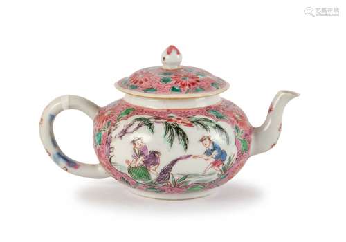 CHINESE FAMILLE ROSE GLAZED TEA POT WITH COVER