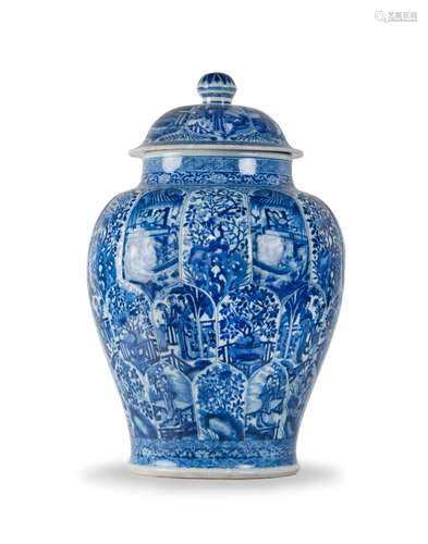 BLUE AND WHITE KANGXI JAR PANEL PATTERN