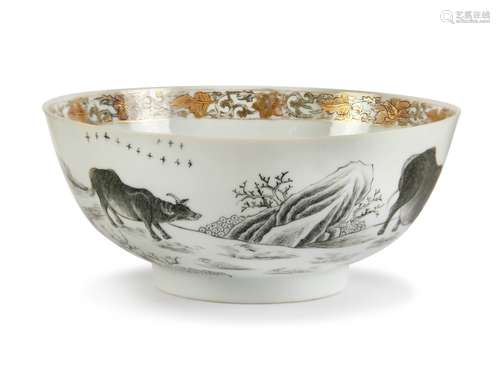 GRISAILLE PATTERN GILDED BOWL