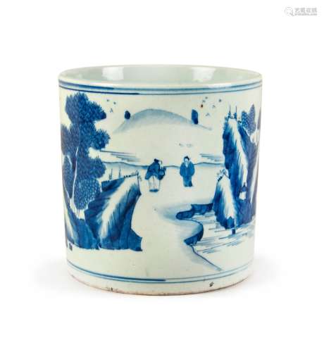 BLUE AND WHITE BRUSH POT