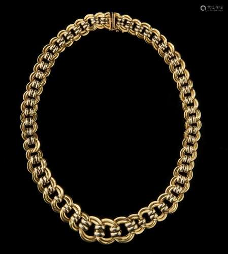 Collier à maille fantaisie ronde en chute Or 750, L 44 cm, 45 g