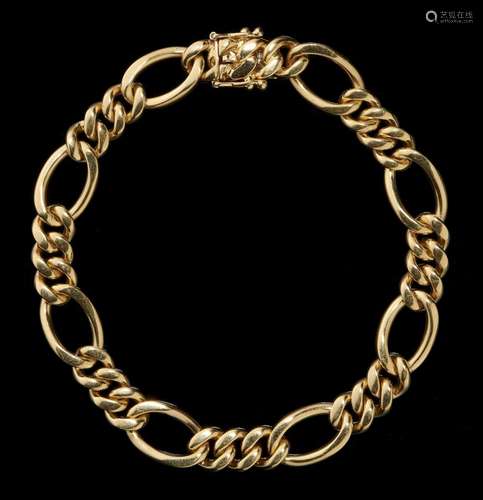 Bracelet à maille figaro fantaisie Or 750, L 20 cm, 33 g