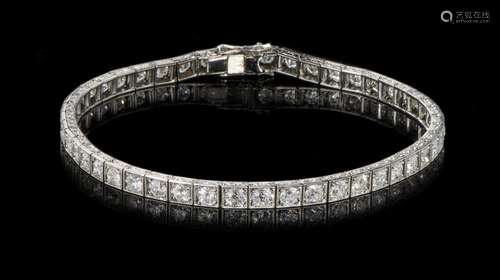 Bracelet rivière serti de diamants (env. 4 ct) Platine variant d