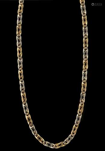 Collier deux ors à maille fantaisie Or et or gris 750, L 44 cm,