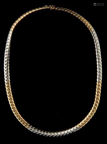 Collier deux ors à maille plate Or et or gris 750, L 42 cm, 68 g