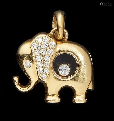 Chopard, Happy Diamonds, pendentif éléphant serti d'un diamant mo