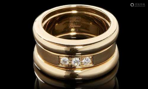 Chopard, bague godronnée sertie de diamants Or 750, doigt 52-12,