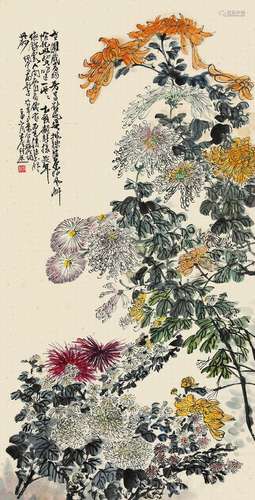 谢公展 菊花 纸本 立轴