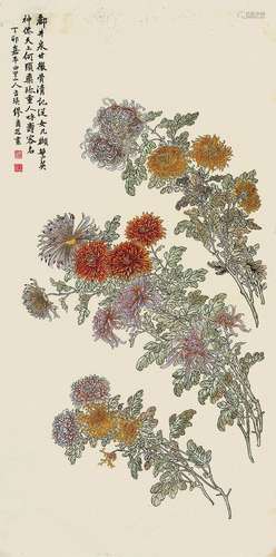 缪莆孙 菊花图 纸本 立轴