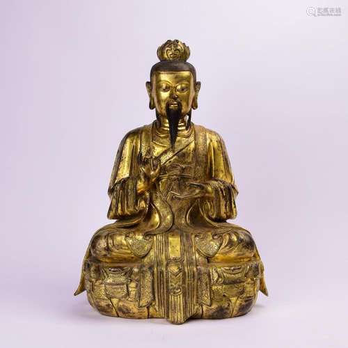 A BRONZE-FIGURE OF DAOIST DEITY.ANTIQUE