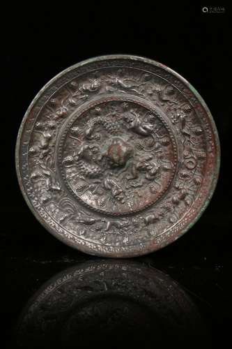 A BRONZE MIRROR.ANTIQUE