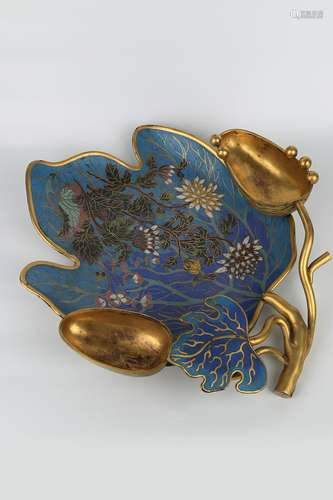 A CLOISONNE ENAMEL GILT-BRONZE WASHER.ANTIQUE