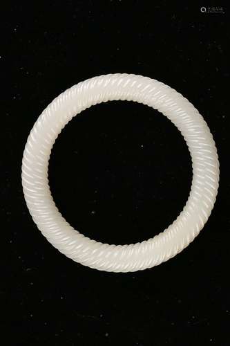 A WHITE JADE BANGLE