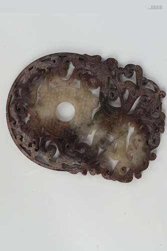 A CARVED JADE 'DRAGON' BI.ANTIQUE