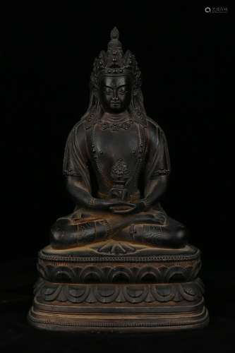 A BRONZE FIGURE OF AMITAYUS.ANTIQUE