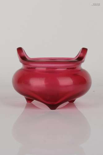 A PINK GLASS CENSER.ANTIQUE