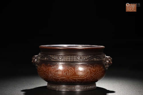 BRONZE WOTH SILVER CENSER