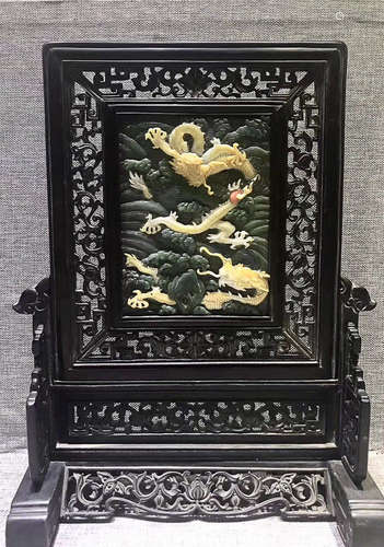 HETIAN JADE AND ZITAN WOOD SCREEN