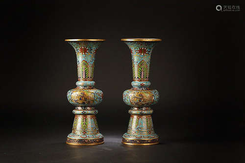 QIANLONG MARK CLOISONNE FLOWER VASE