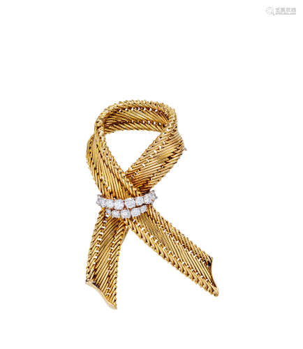 卡地亚设计 钻石「缎带」胸针