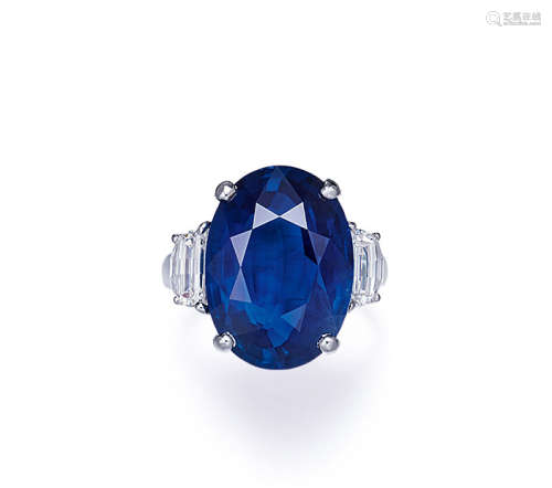 宝格丽设计 16.36克拉缅甸蓝宝石配钻石戒指，未经加热