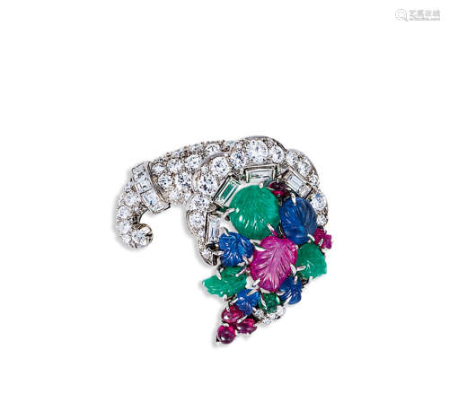 MAUBOUSSIN设计 装饰艺术时期，彩色宝石配钻石手链