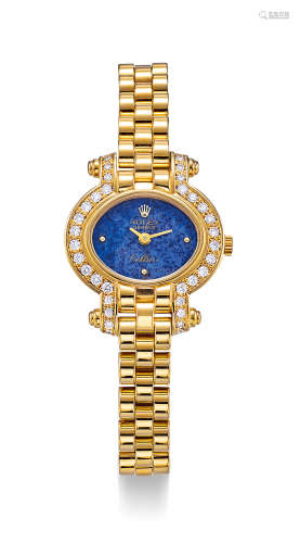劳力士 精美，女装黄金镶钻石自动链带腕表，年份约1987，附原厂表盒