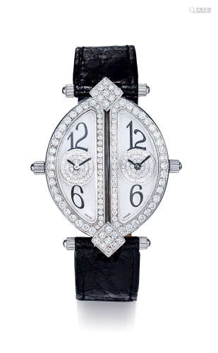 THE ROYAL DIAMOND 精美，女装白金镶钻石两地时间腕表，「 Lady Double」，型号BA812，年份约2010，附原厂证书及表盒