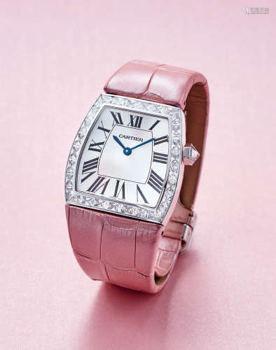 卡地亚 优雅精美，女装白金镶钻石酒桶形腕表，「La Dona De Cartier」，型号WE600151，年份约2012